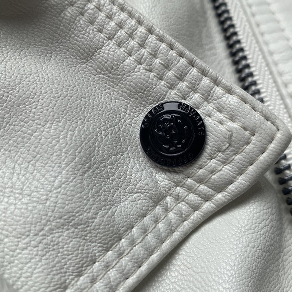 👽[ Apperloth ] White Zipper Motorcycle Jacket - Picture 12 of 14